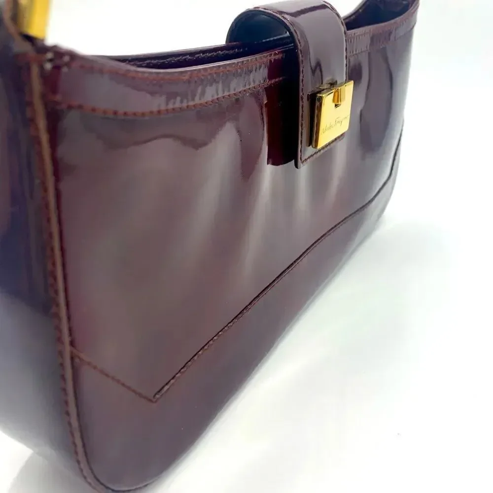 Auth Preloved Small Ferragamo Patent Leather Shoulder Bag. Very good condition!